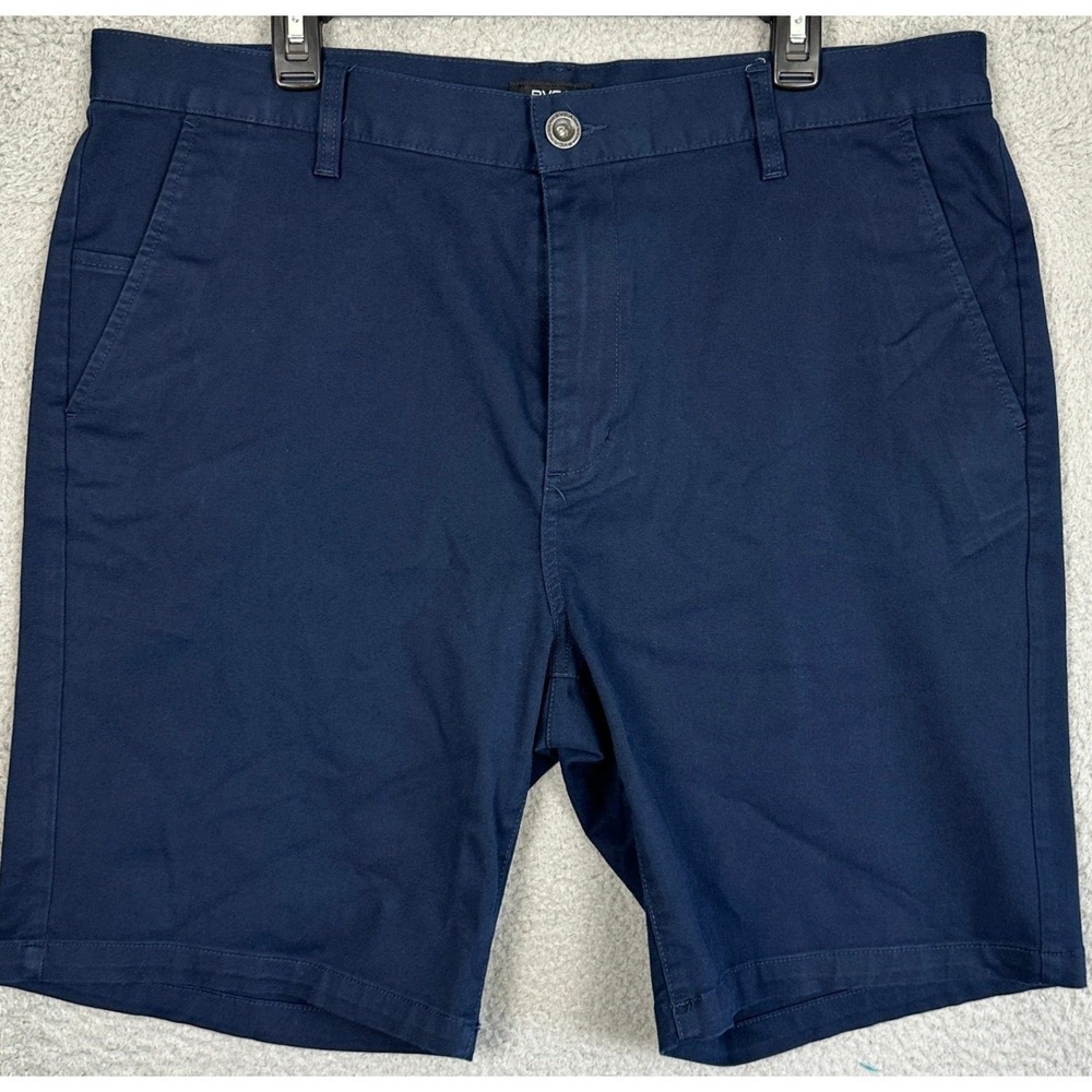 RVCA Week-End Fit Shorts Mens 38 Dark Navy Khaki Chino Stretch Flat Front Casual
